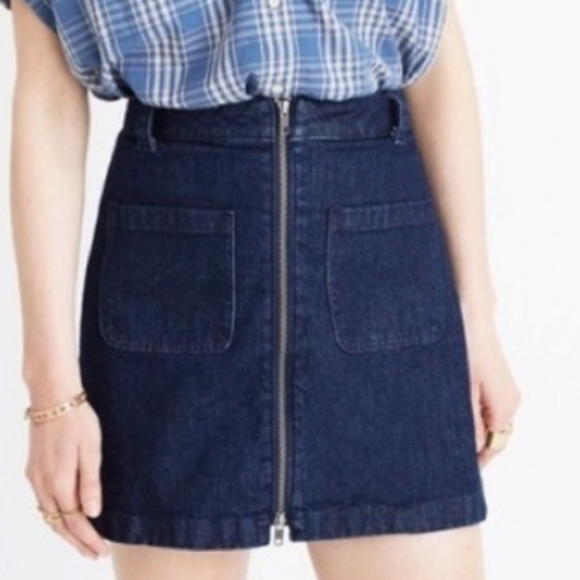 Madewell Denim Jean A-Line Short Utility Zipper Skirt Women's Size 27 - Picture 1 of 7